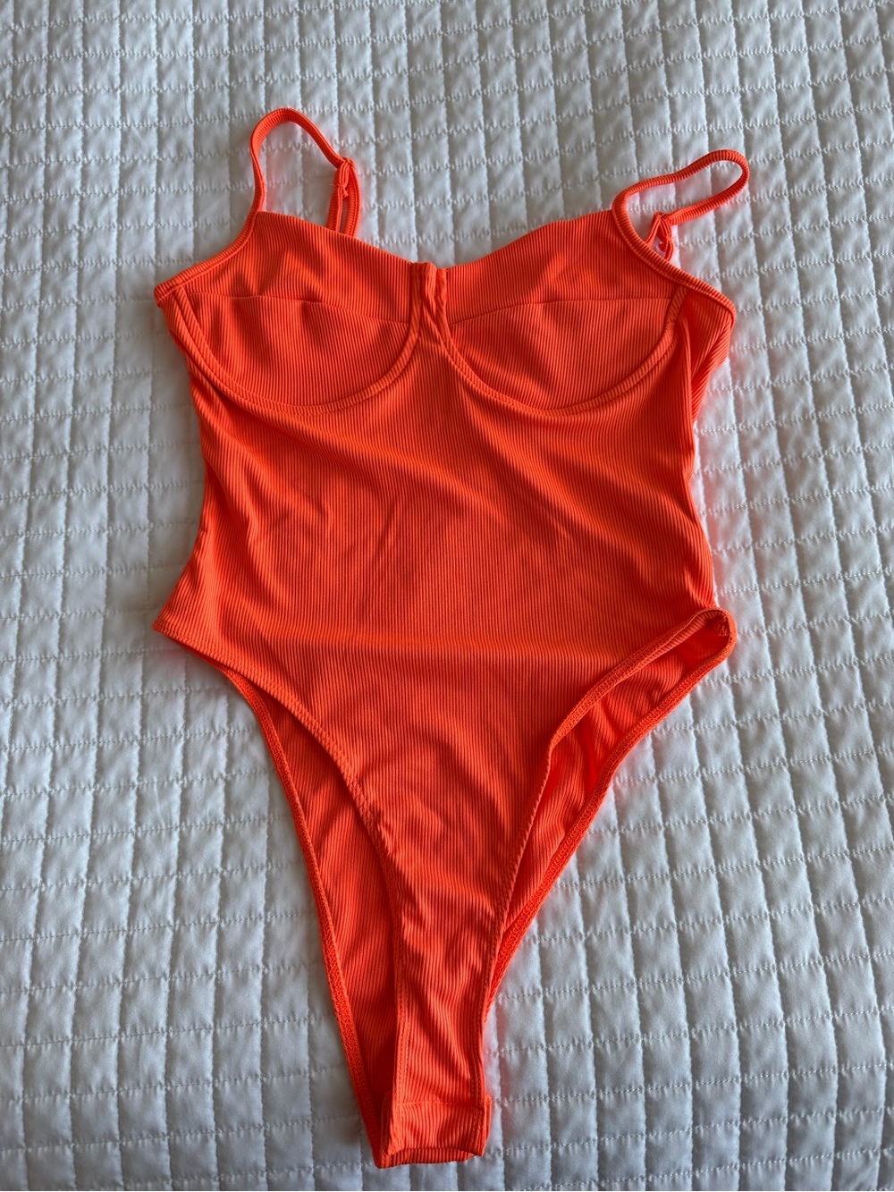 Orange Ribbed Girls' One-Piece bodysuit